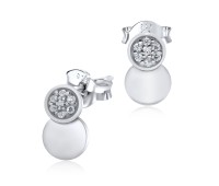 2 Round Overlap Silver Stud Earring STS-3245